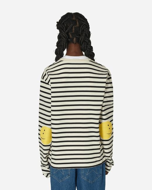Kapital Blue Stripe Jersey Longsleeve T-shirt (profile Rainbowy Patch) / Ecru