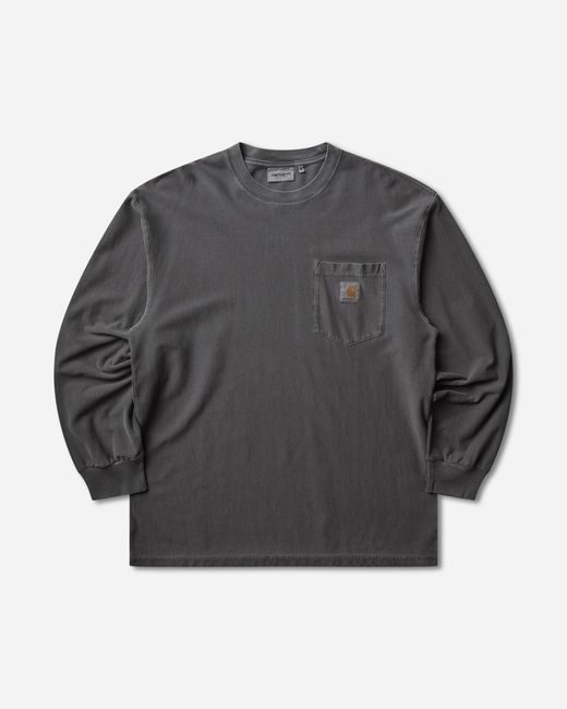 Carhartt Gray Loose Pocket Longsleeve T-Shirt (Garment Dyed) for men