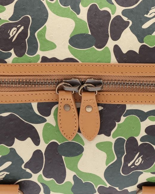 A Bathing Ape Green Abc Camo Pu Ostrich Boston Bag for men