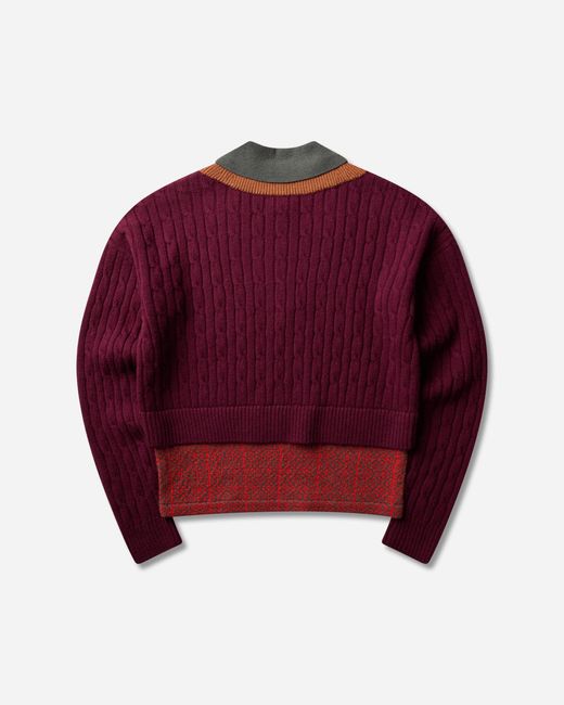 Dries Van Noten S Layered Wool Sweater Bordeaux for men