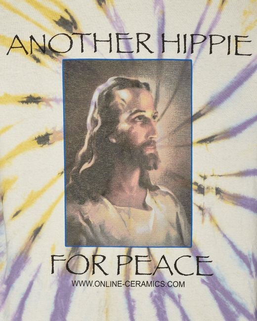 ONLINE CERAMICS White Another Hippie For Peace Tie-dye T-shirt for men
