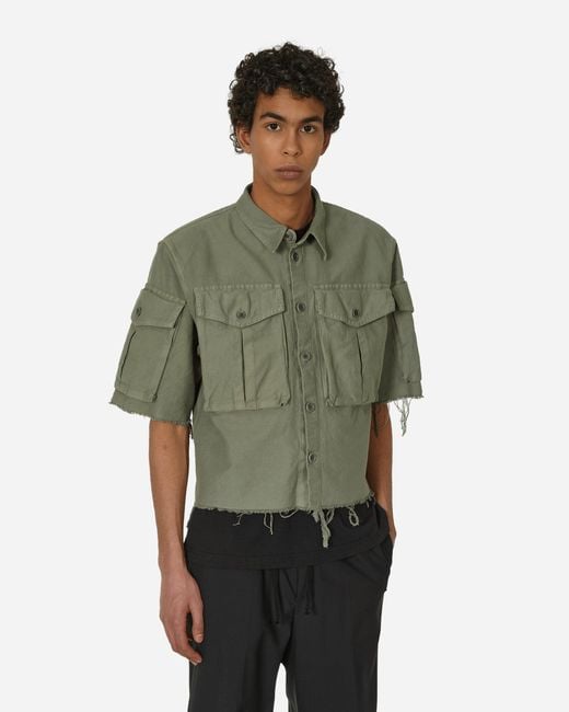 Dries Van Noten Green Military Shortsleeve Shirt for men
