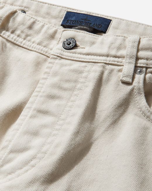 Stone Island White Men S Light Bull Denim-tc Loose Fit Jeans Ivory for men