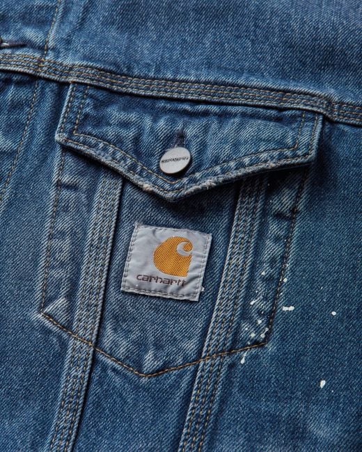 Carhartt Blue Helston Jacket (Destroy Wash) for men