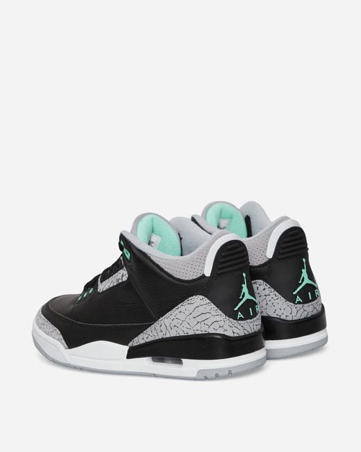 Nike Black Air Jordan 3 Retro Sneakers / Green Glow for men