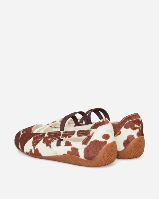 PUMA Brown Women S Speedcat Ballet Cow Print Shoes Chocolate / Warm White