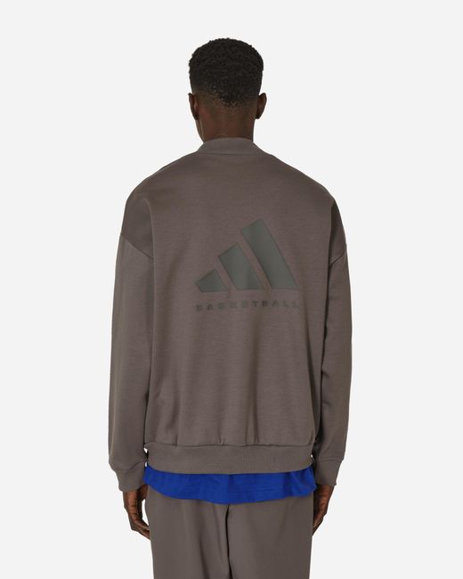 Adidas Brown Basketball Crewneck Sweatshirt Charcoal for men