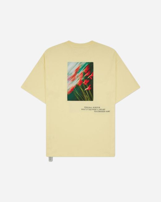 Oamc Peacemaker Yellow Men S Flowerred Print Loose Fit T-shirt Light for men