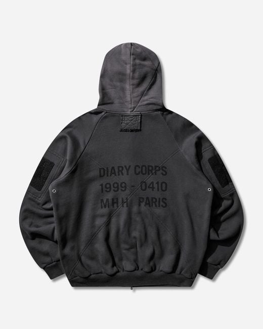 DIARY 1999 Black Men S Waffle Lined Hoodie for men