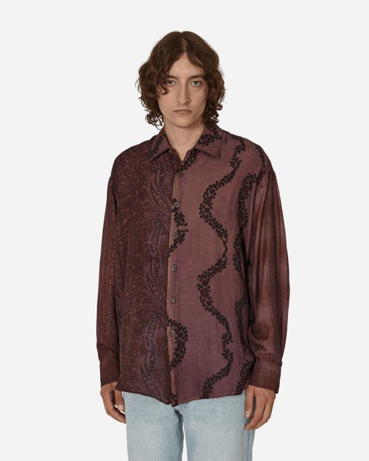 Our Legacy Brown Antique Wallpaper Print Borrowed Shirt for men