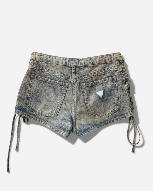 Guess Gray S Coated Denim Shorts Heavy Stone Wash