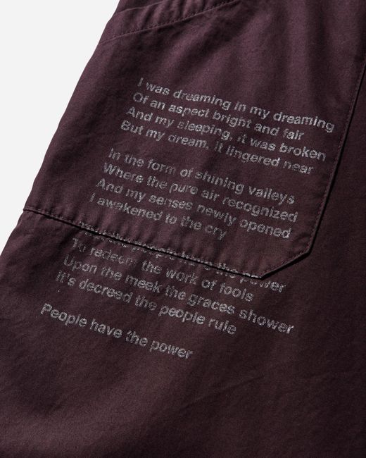 Undercover Purple Men S People Have The Power Cotton Gabardine Pants Bordeaux for men