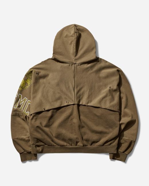 PROJECT G/R Men S Reconstructed Folded Zip Hoodie Khaki in Brown