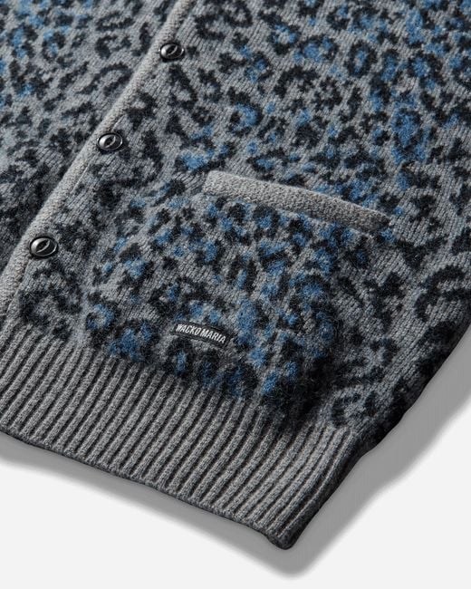 Wacko Maria Blue S Leopard Mohair Cardigan for men