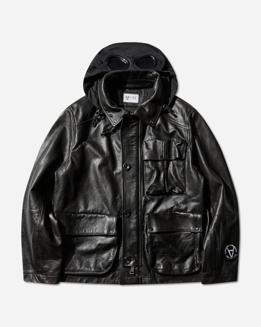 C.P. Company Slam Jam Leather Mille Jacket in Black for Men | Lyst UK