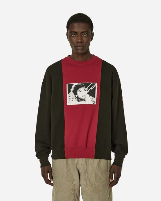 Cav Empt Red Paneled Two Tone Crewneck Sweatshirt / Black for men
