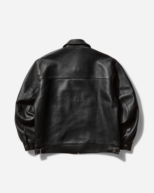 Wacko Maria Black Men S Single Riders Leather Jacket (type-2) for men
