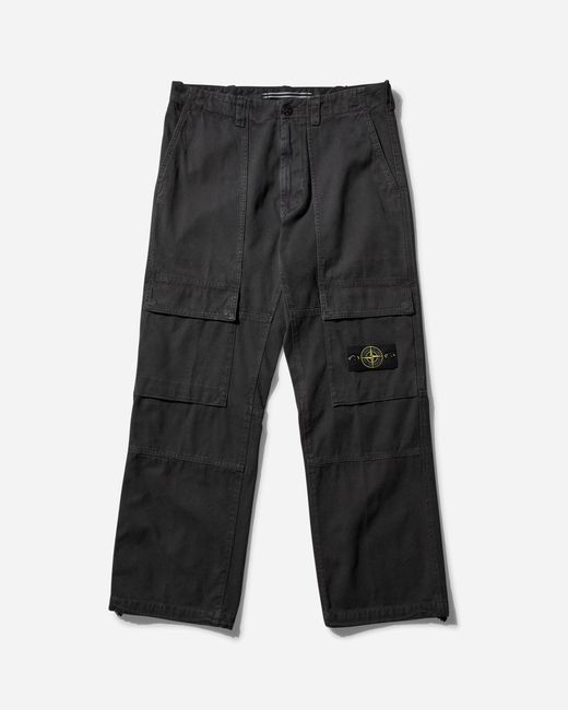 Stone Island Black Panama Cotton Old Fatigue Pants Lead for men