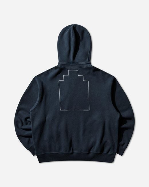 Cav Empt Blue Men S Neck Snap Dbl Knit Hoodie Navy for men