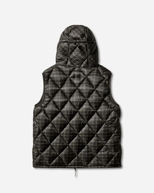 Roa Black Men S Nuna 600 Fill Power Printed Check Hooded Down Vest Anthracite for men