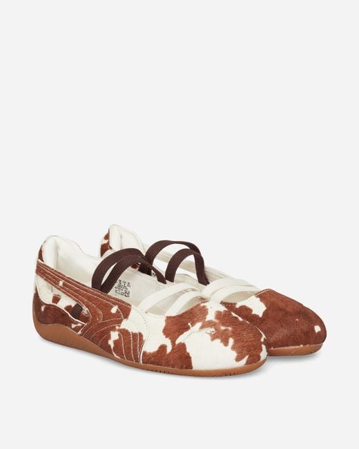 PUMA Brown Women S Speedcat Ballet Cow Print Shoes Chocolate / Warm White