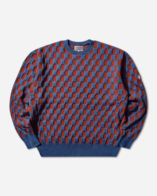 Cav Empt Blue S Rectangular Block Knit Sweater for men