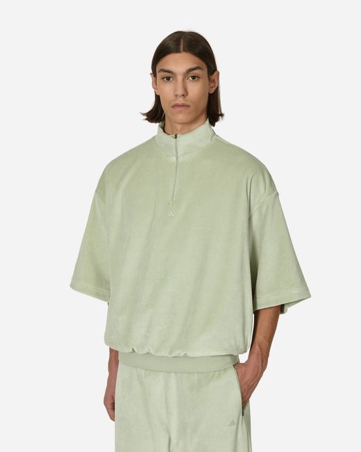 adidas Basketball Velour Half Zip Sweatshirt in Green for Men | Lyst UK