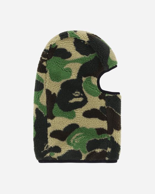 A Bathing Ape Green Abc Camo Boa Fleece Balaclava for men