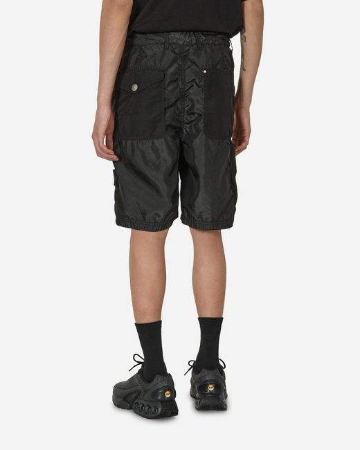 Stone Island Black Garment Dyed Polyester Shorts for men
