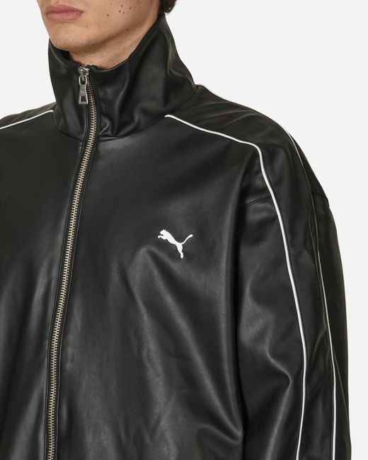 PUMA Black Oversized Pleather Track Jacket for men