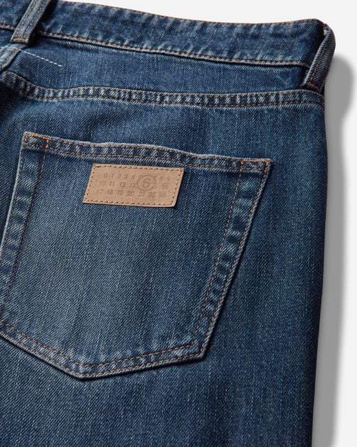 MM6 by Maison Margiela Blue Men S Distressed Straight-leg Jeans Dark for men