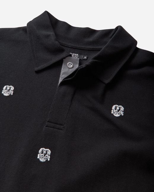 Chio Black S Allover Embroidered Polo for men