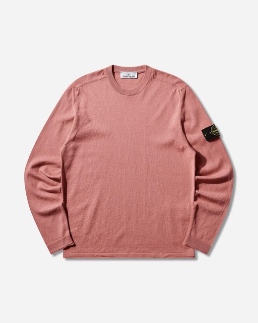 Stone Island Pink Men S Light Raw Hand Organic Cotton Sweater Oleander for men