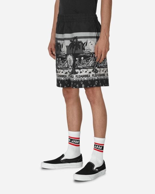 Pleasures Black Beach Shorts for men