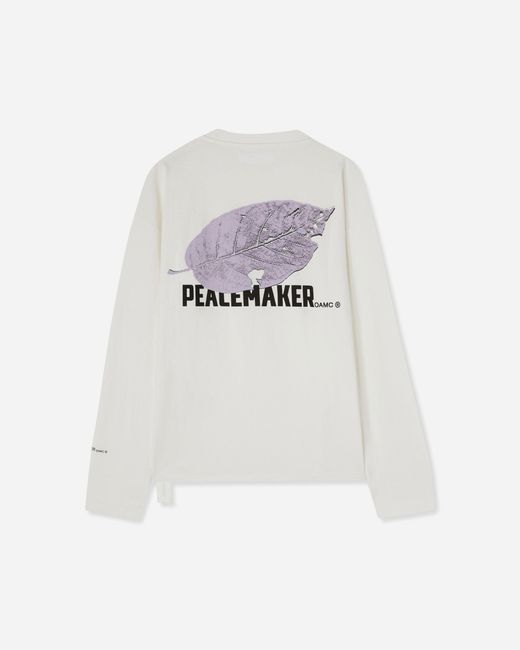 Oamc Peacemaker White Men S Leaf Loose Fit Longsleeve T-shirt Snow for men