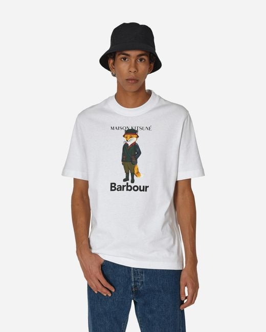Barbour White Maison Kitsuné Fox Beaufort T-shirt for men