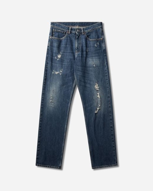 MM6 by Maison Margiela Blue Men S Distressed Straight-leg Jeans Dark for men
