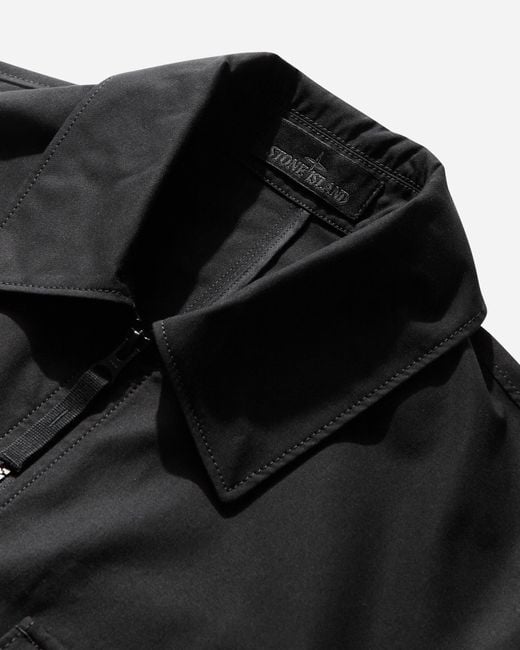 Stone Island Black Men S Ghost Cotton Canvas Overshirt