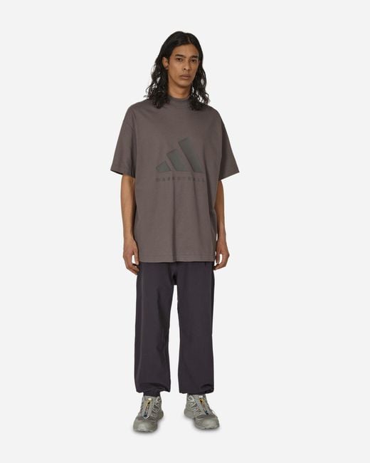 Adidas Brown Basketball 001 T-shirt Charcoal for men