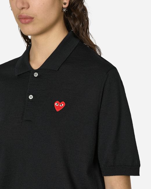 COMME DES GARÇONS PLAY Black Red Heart Polo Sweater