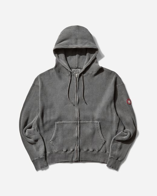 Cav Empt Men S Overdye Wide Rib Cut Zip Hoodie Charcoal in Gray