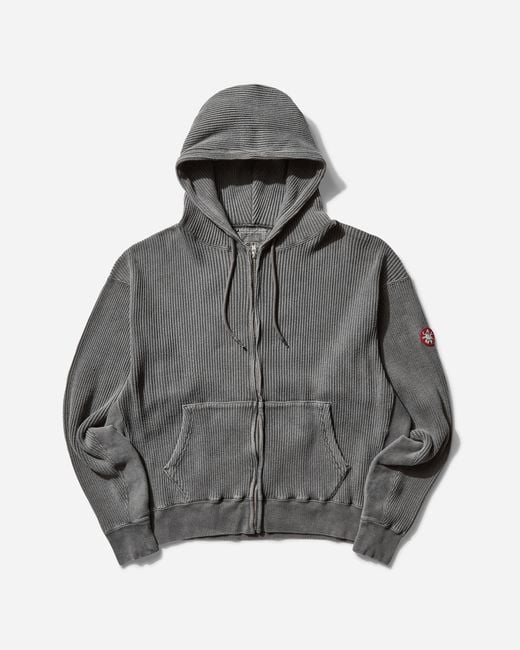 Cav Empt Gray Men S Overdye Wide Rib Cut Zip Hoodie Charcoal for men