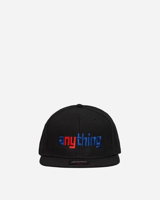 Anything Black Speedball Logo Flat Brim Hat for men