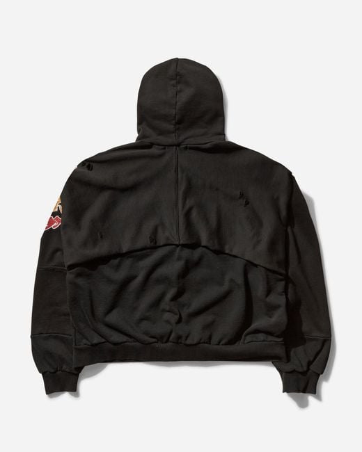 PROJECT G/R Men S Reconstructed Folded Zip Hoodie Washed in Black