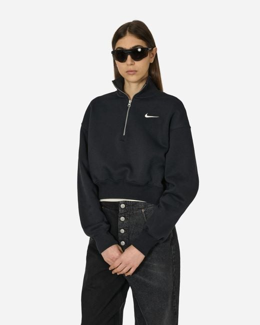 Nike Black Phoenix Fleece 1/2 Zip Cropped Sweatshirt