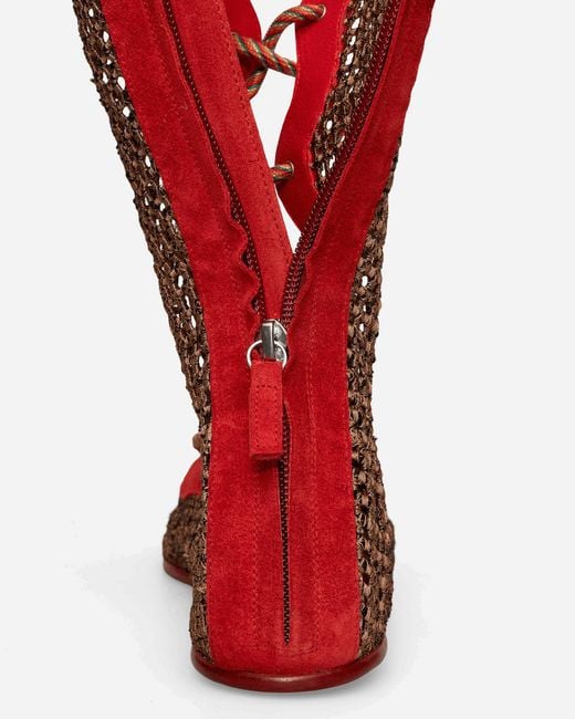 Kiko Kostadinov Red S Reticella Knee High Boots