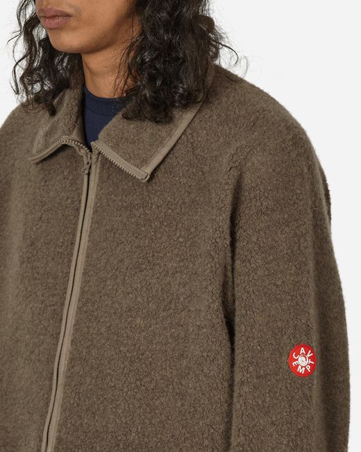 Cav Empt Brown Wool Boa Fleece Zip Up Jacket Khaki for men