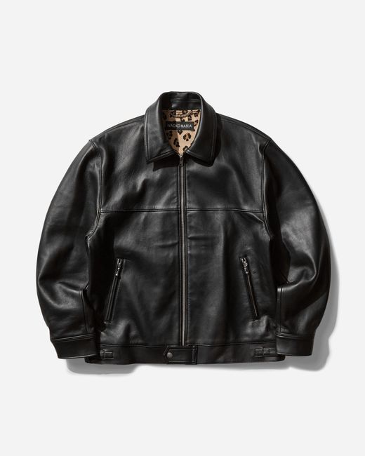 Wacko Maria Black Men S Single Riders Leather Jacket (type-2) for men