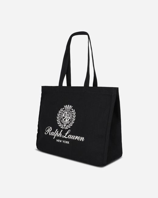 Polo Ralph Lauren Black Crest-embroidered Canvas Tote Bag for men