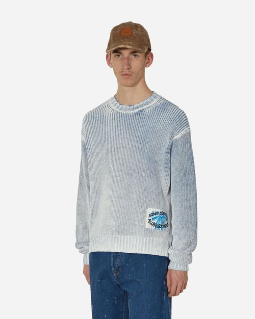 Acne Blue Acid Print Crewneck Sweater Old for men